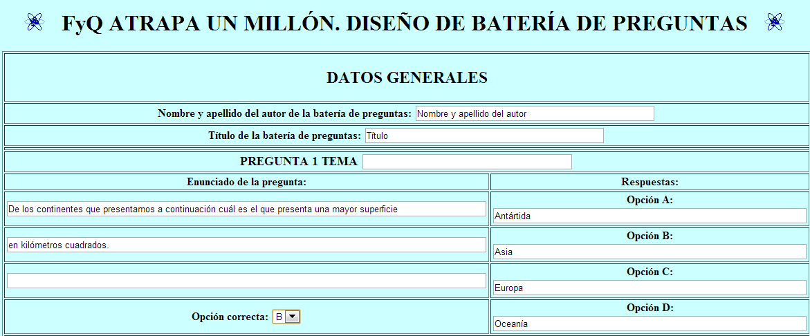 Aclaraciones De Interes Sobre La Cumplimentacion De Formularios Aplicacion De Juegos Didacticos En El Aula Generacion De Contenidos Para Juegos